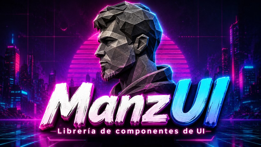 ManzUI hero — estética synthwave